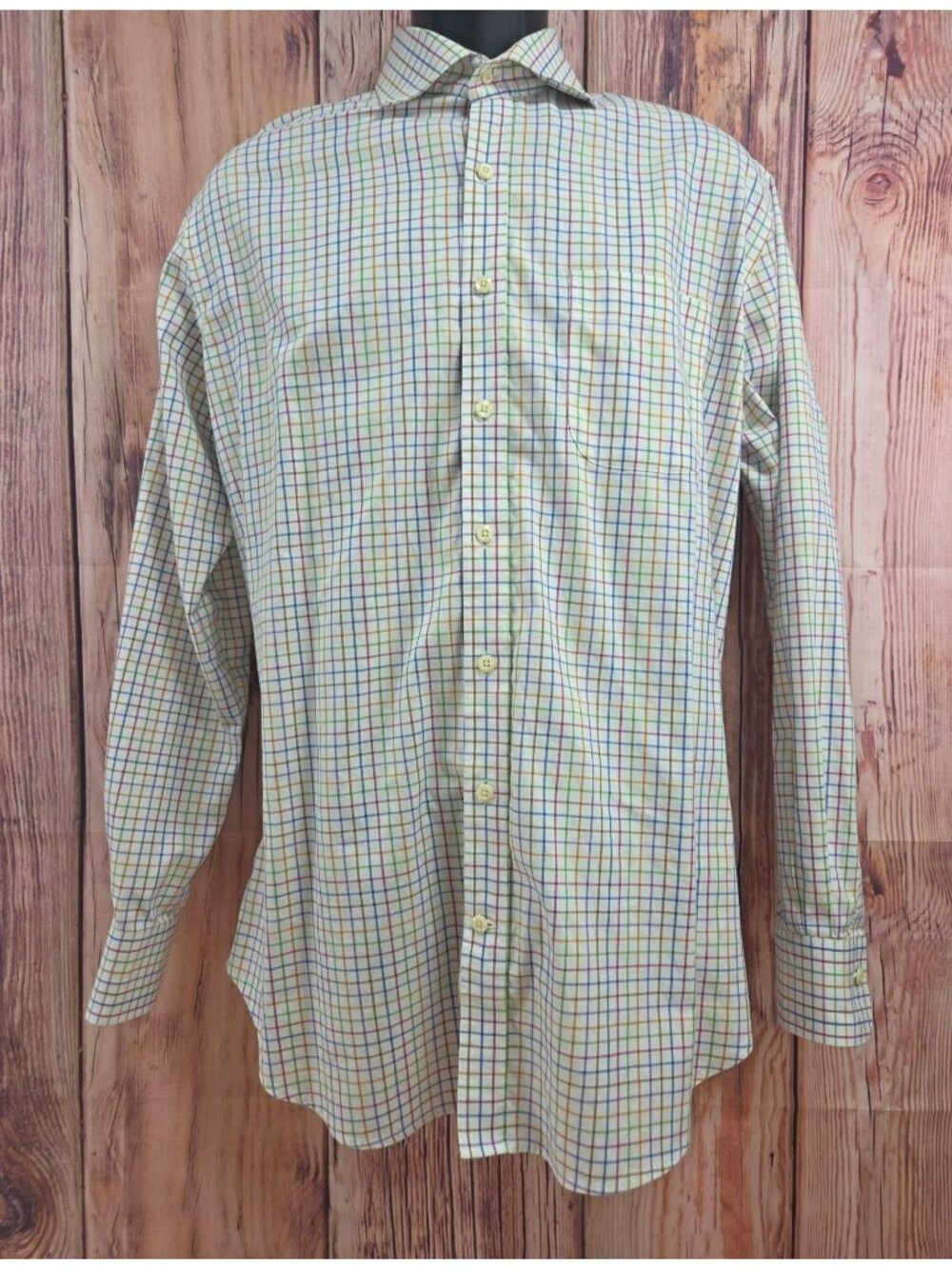 Peter Millar Mens Large Multicolor Check Button-Up Shirt Easycare